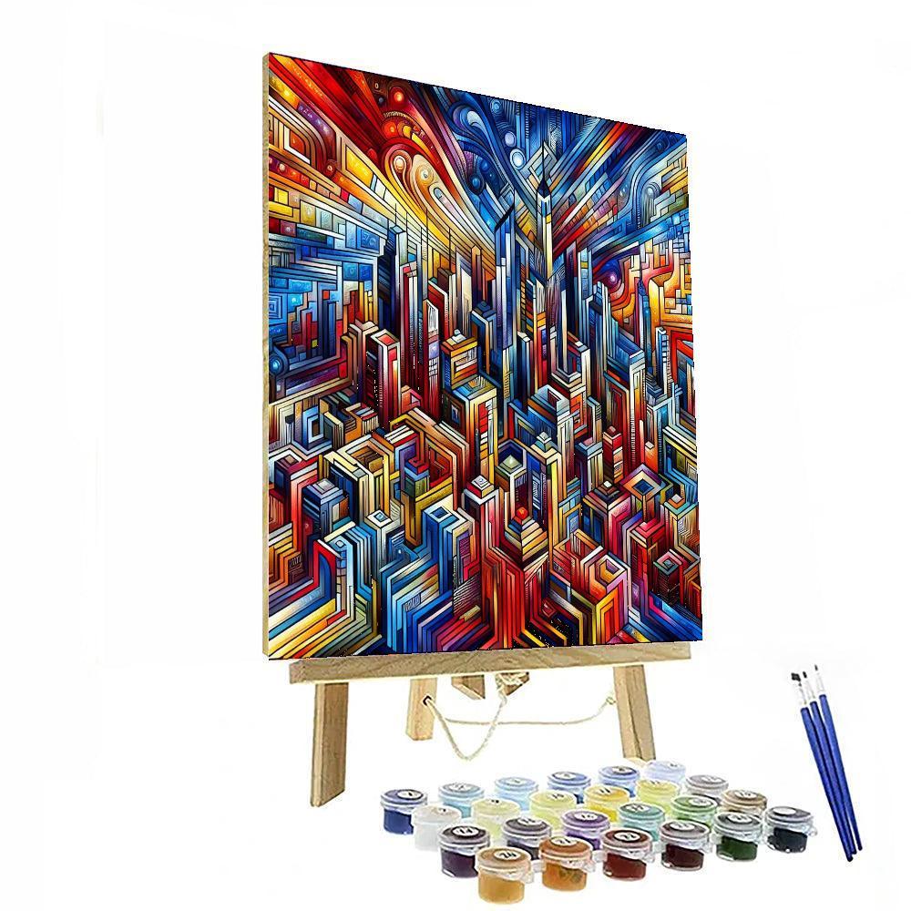 Dynamic Cityscape Illusion Numbered Painting Kits