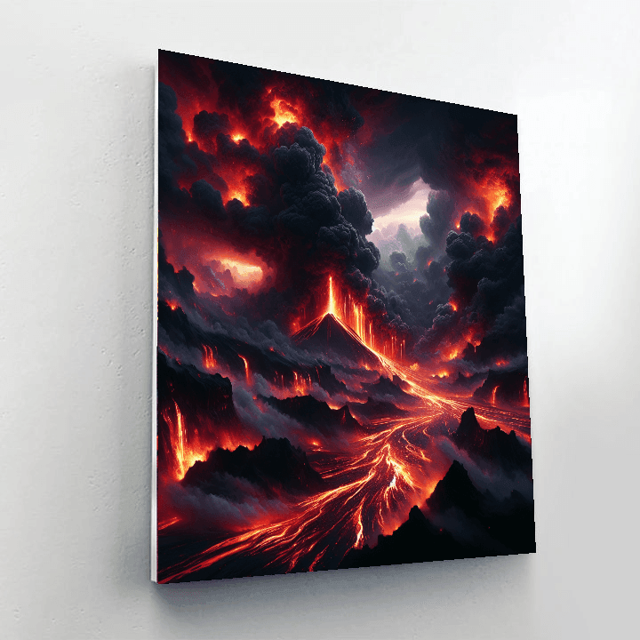 Dramatic Volcano Eruption Number Painting