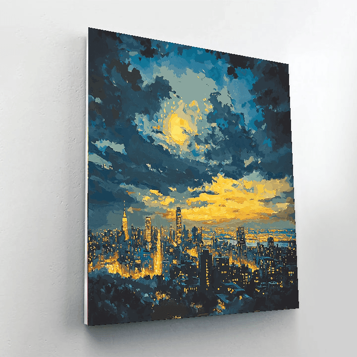 Hopper Inspired Dazzling Nightscape  Paint By Number