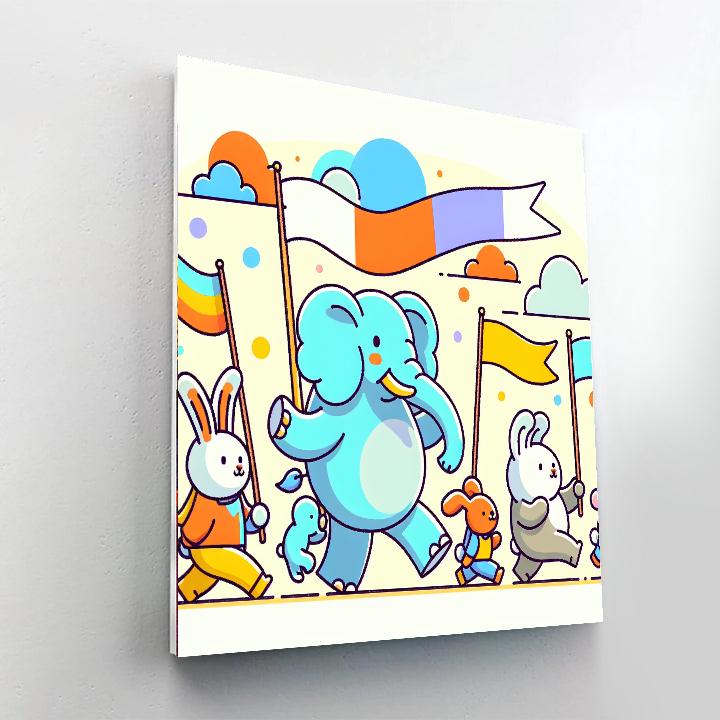 Animal Friends On Parade Paint By Numbers Art