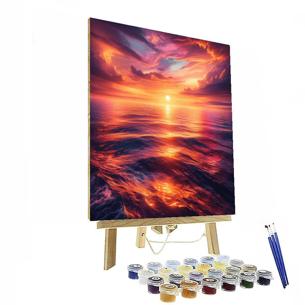 Sunset Symphony Over the Ocean - DIY Painting By Numbers Kit