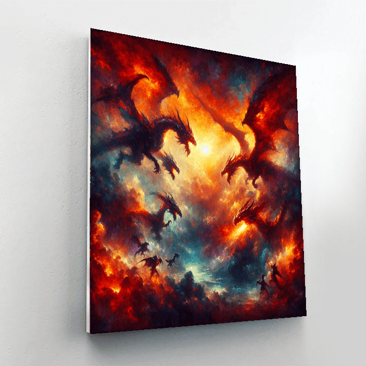 Fiery Dragon Battle Number Painting