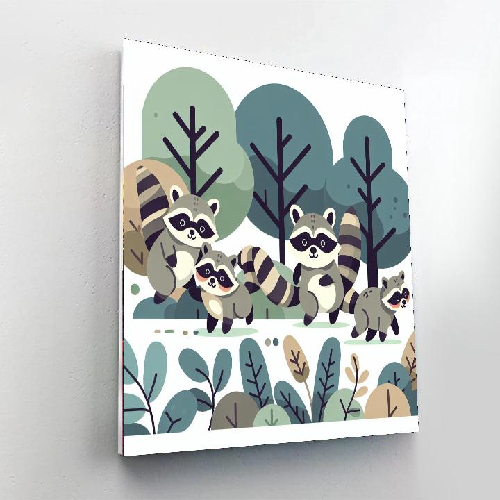 Rambunctious Raccoons Numbered Painting Kits