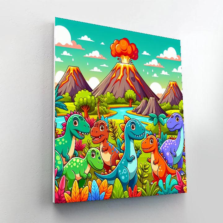 Dinosaurs Roaming Free Painting Number Kit