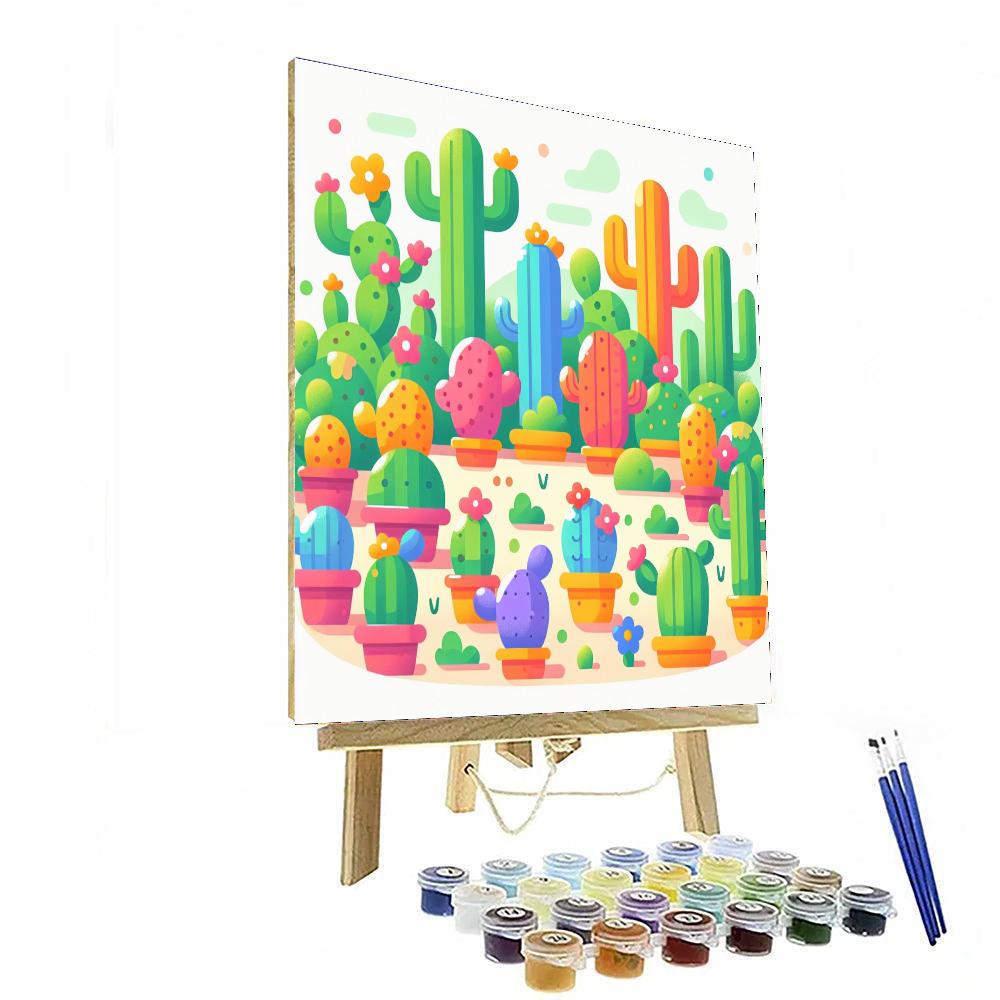 Happy Cactus Garden Numbered Painting Kits
