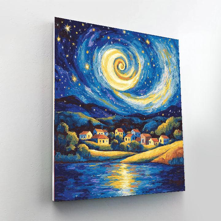 Vincent Van Gogh Inspired Starry Night Landscape  Painting Number Kit