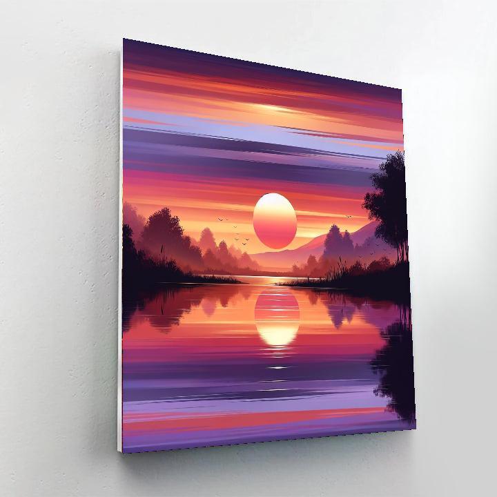 Tranquil Sunset Over Water Painting Number Kit