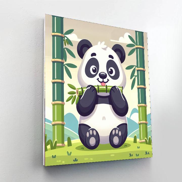 Panda's Bamboo Bliss Number Painting