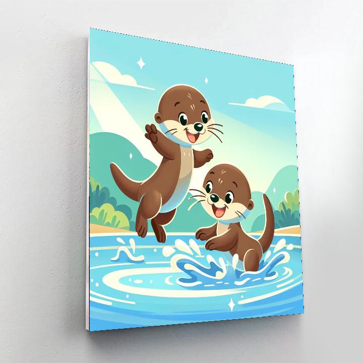 Playful Otter Splash Number Painting