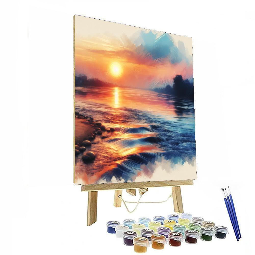 Riverside Sunset Glow Numbered Painting Kits