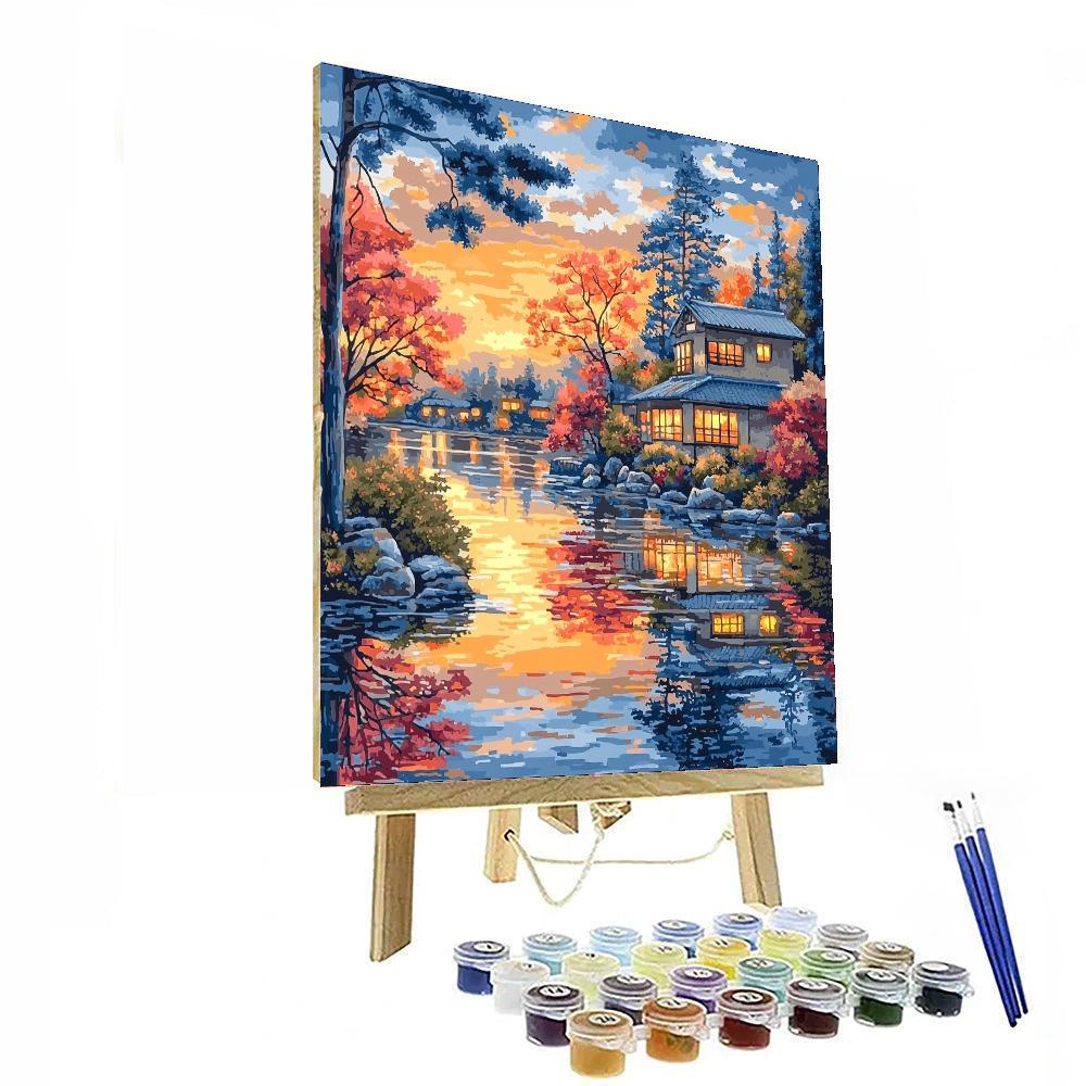 Utagawa Hiroshige Inspired Twilight's Embrace In The Village  Painting By Numbers Kit