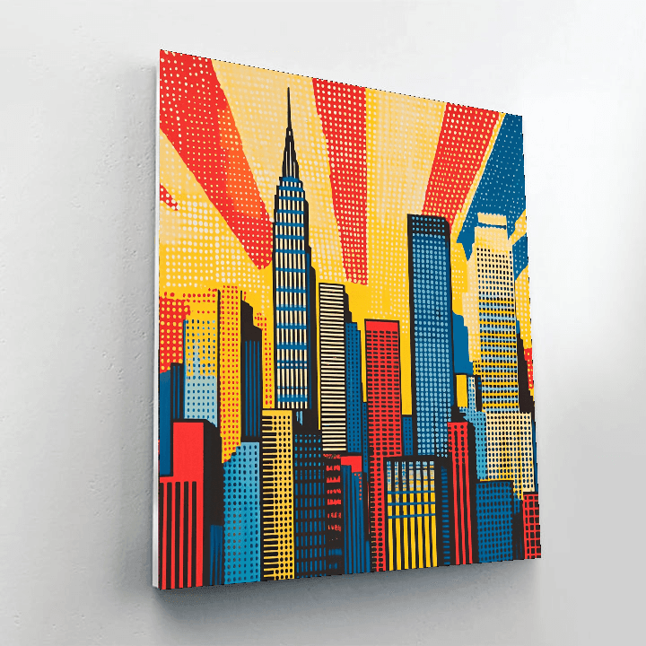 Roy Lichtenstein Inspired Pop Art Cityscape  Painting By Numbers Kit