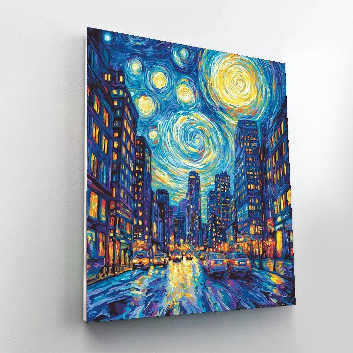 Vincent Van Gogh Inspired Electric Cityscape  Painting By Numbers Kit