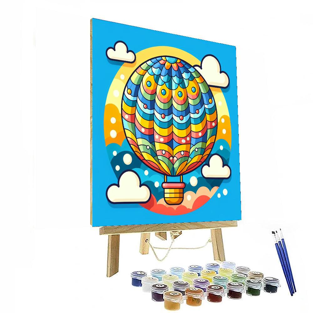Colorful Hot Air Balloon Trip Number Painting