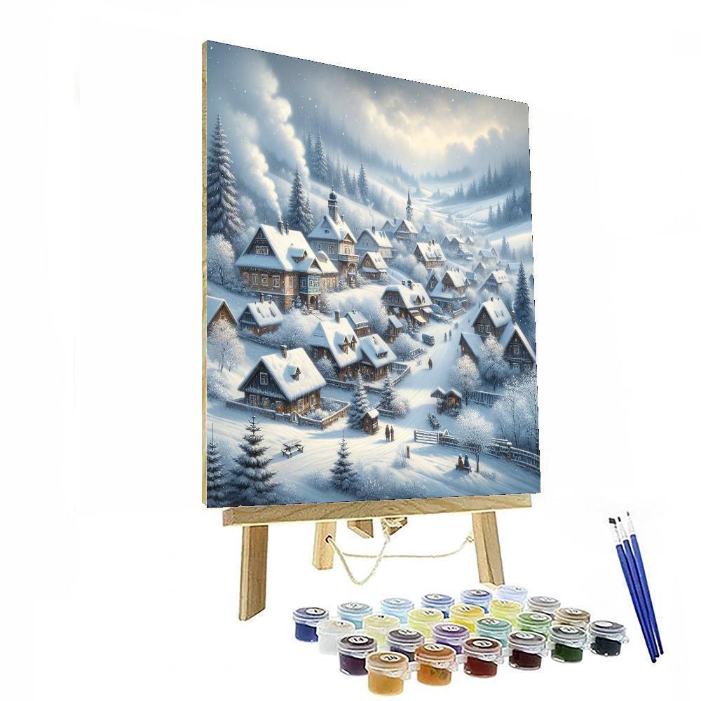 Silent Snowfall Village Painting Number Kit