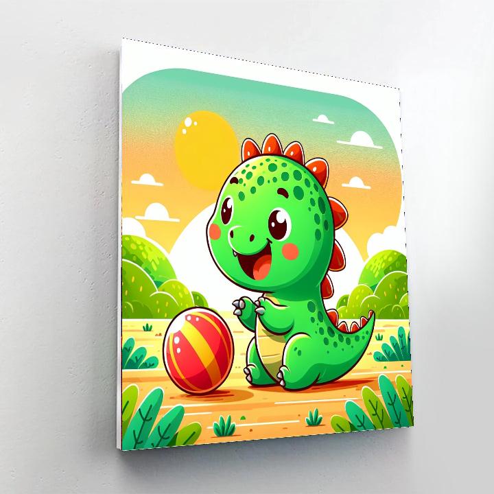 Friendly Dino Playtime Paint By Numbers Art