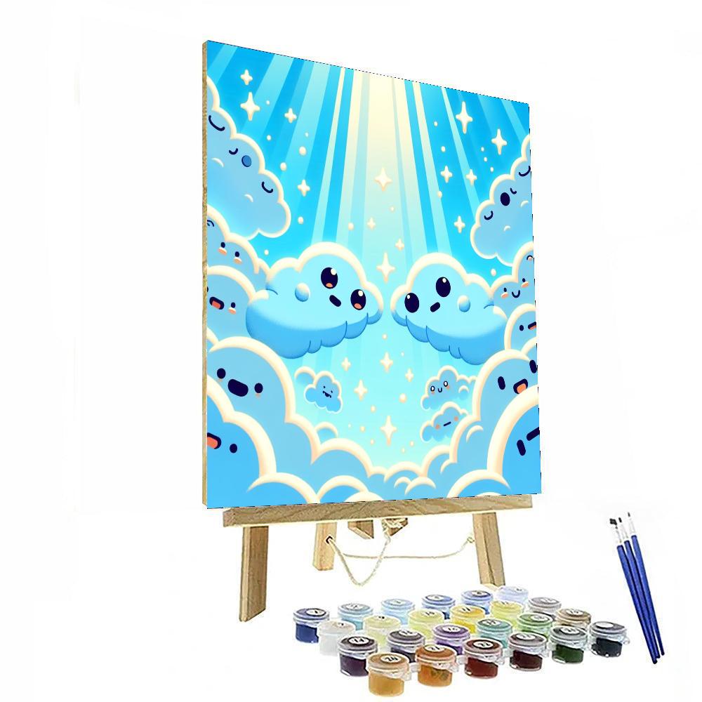 Fluffy Cloud Creatures Number Painting