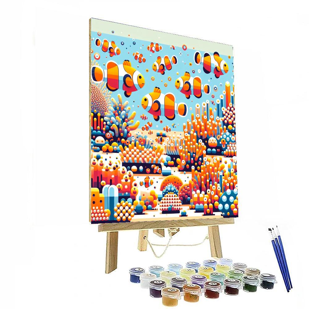 Cheerful Clown Fish School Painting Number Kit