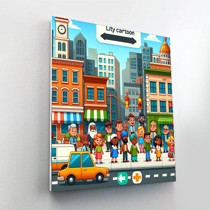 Busy City Streetscape Paint By Numbers