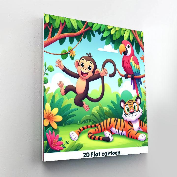 Silly Jungle Friends Paint By Numbers Art