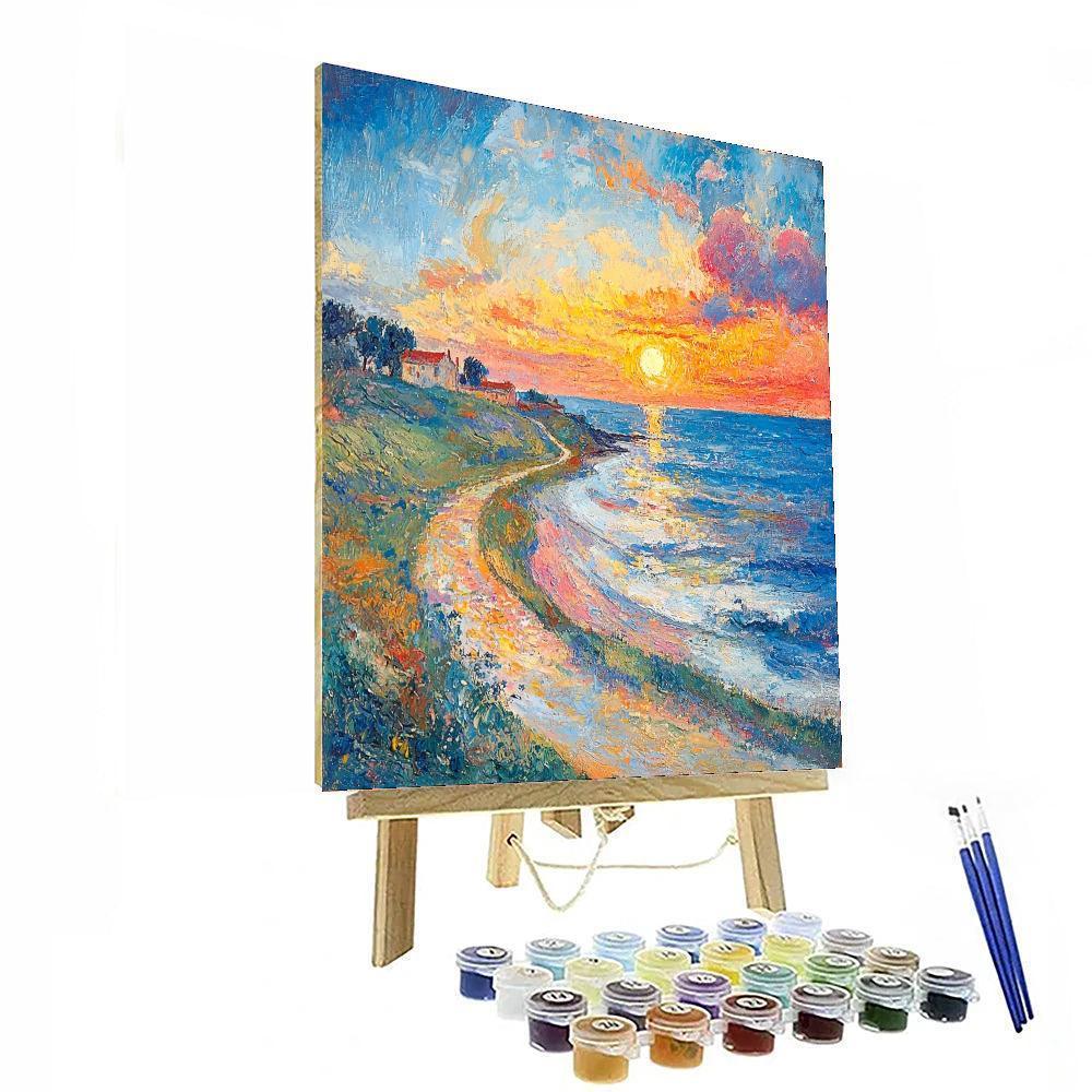 Pierre Bonnard Inspired Vivid Coastal Panorama  Paint By Numbers