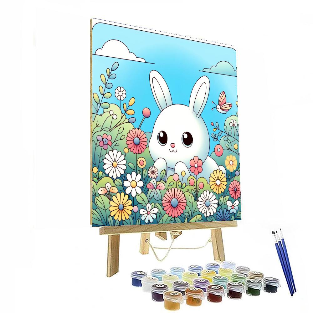 Whimsical White Rabbit Paint By Numbers Art