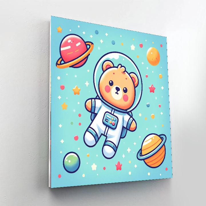 Astronaut Teddy Bear Expedition Number Painting
