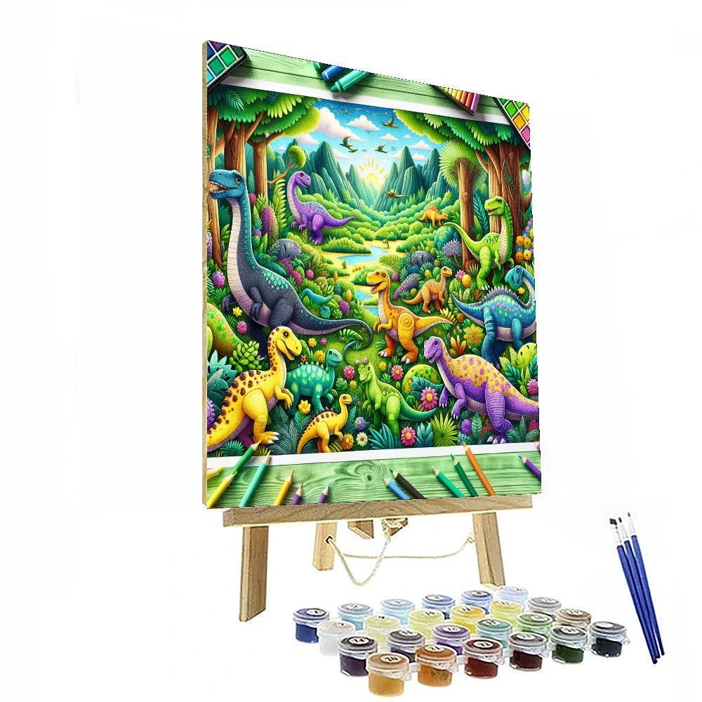 Adventurous Dinosaur Quest Paint By Numbers Art