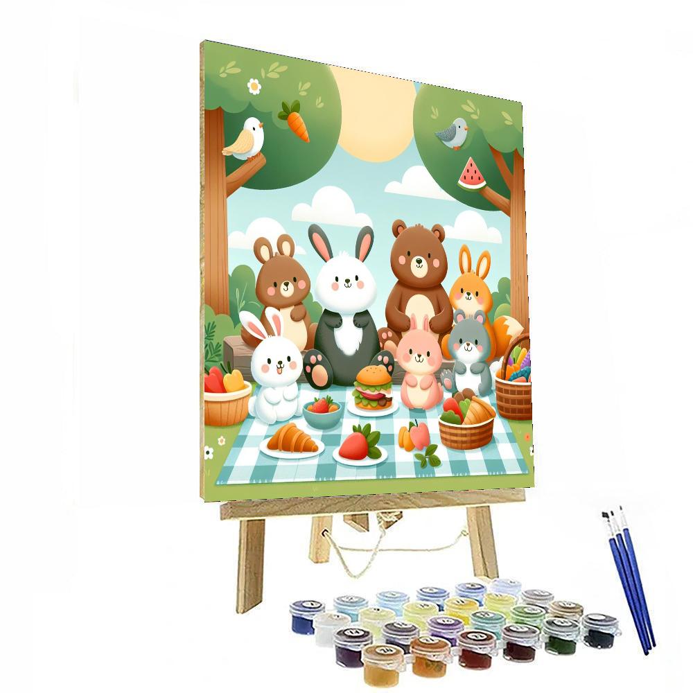 Jolly Animal Picnic Paint By Numbers Art