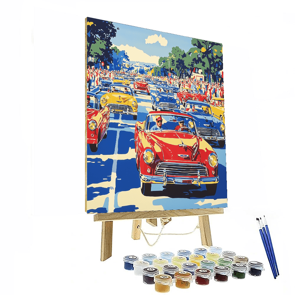 Lichtenstein Inspired Vintage Car Parade - DIY Painting By Numbers Kit