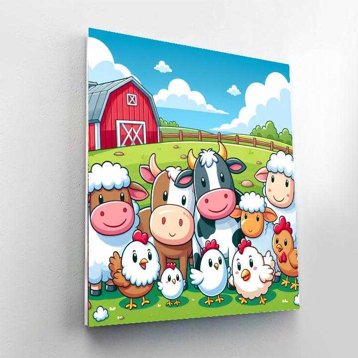 Friendly Farmyard Scene Painting By Numbers Kit
