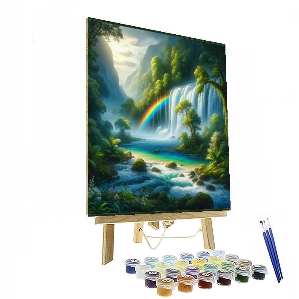 Glistening Waterfalls And Rainbows Painting Number Kit