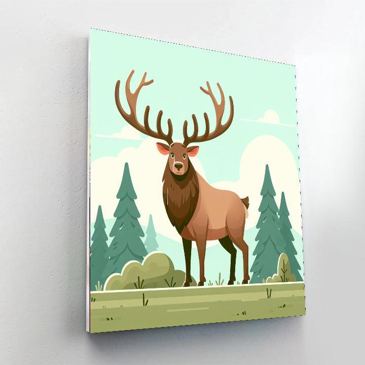 Enthusiastic Elk Painting By Numbers Kit