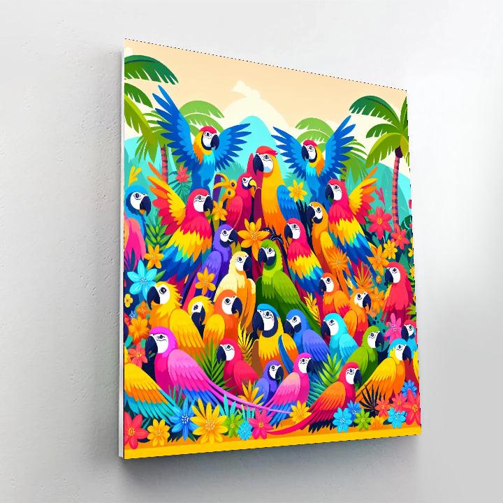 Parrot Party In The Tropics Number Painting