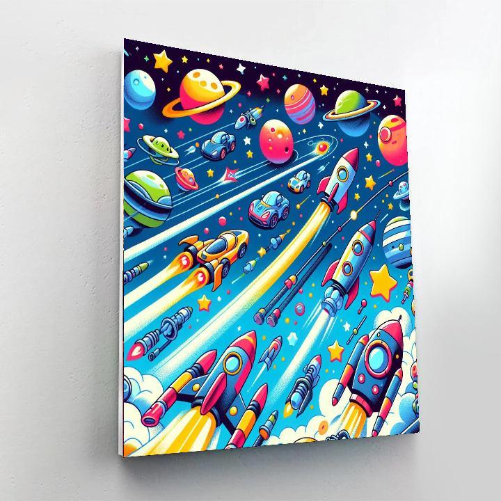 Cosmic Rocket Race Painting By Numbers Kit