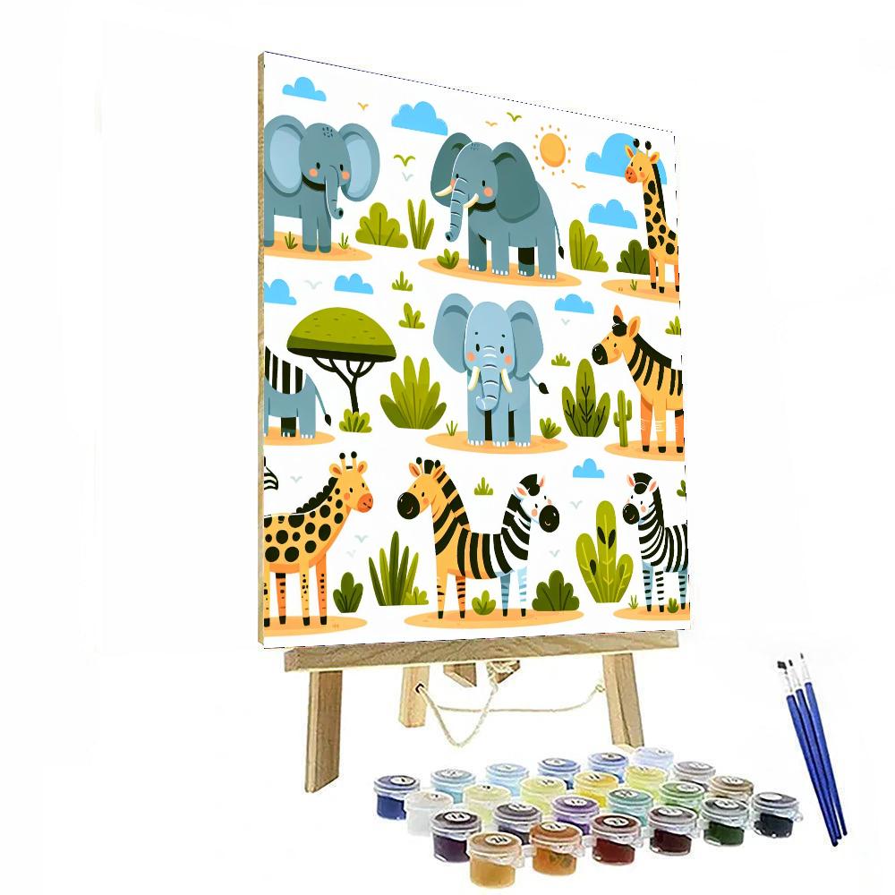 Joyous Safari Animals Paint By Numbers Art