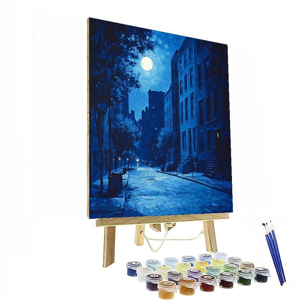 Edward Hopper Inspired Urban Solitude In Blue  Paint By Color