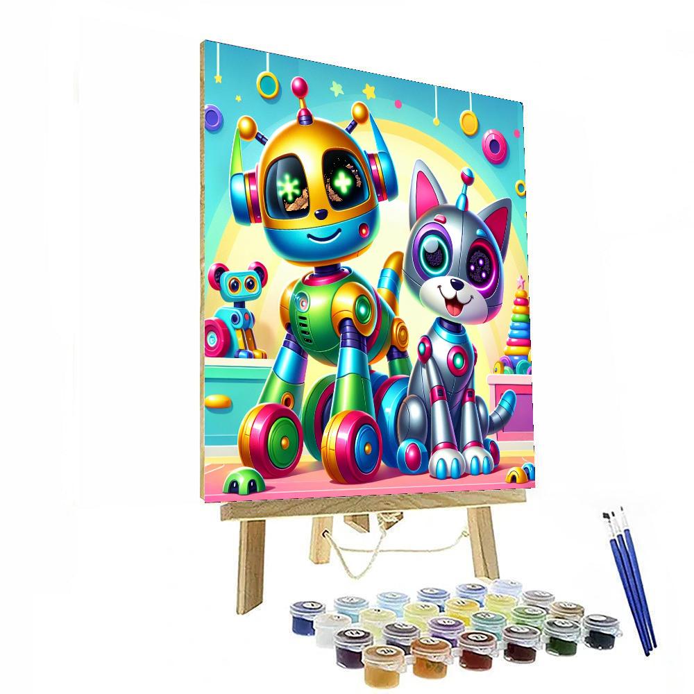 Friendly Robot Pets Numbered Painting Kits