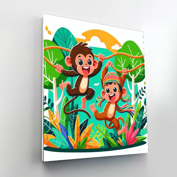 Adventurous Jungle Monkeys Numbered Painting Kits