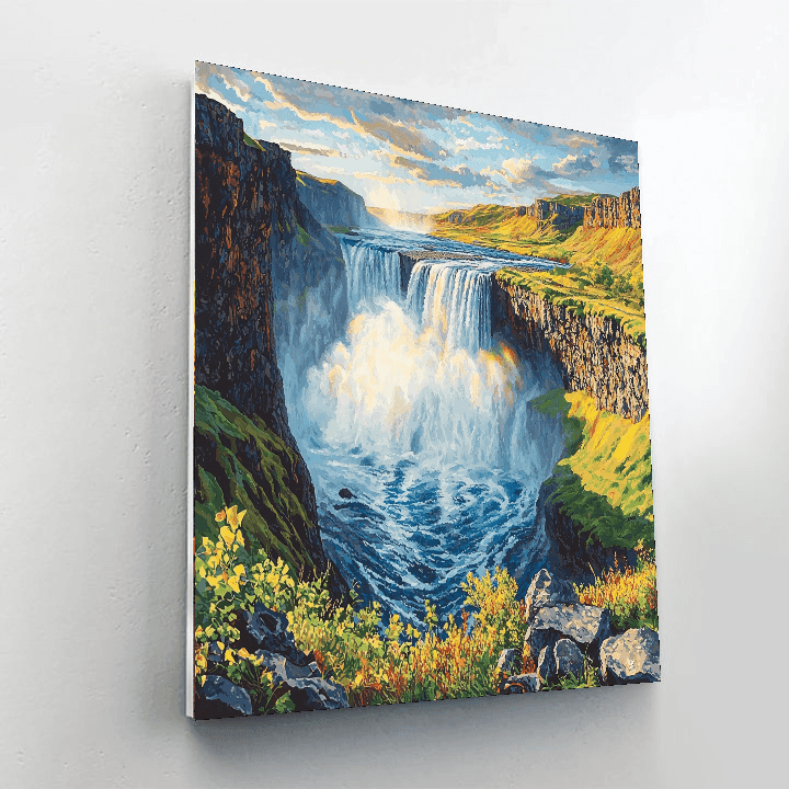 Gullfoss Waterfall Number Painting