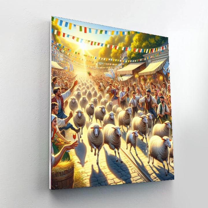 Running Of The Sheep - New Zealand Paint By Numbers