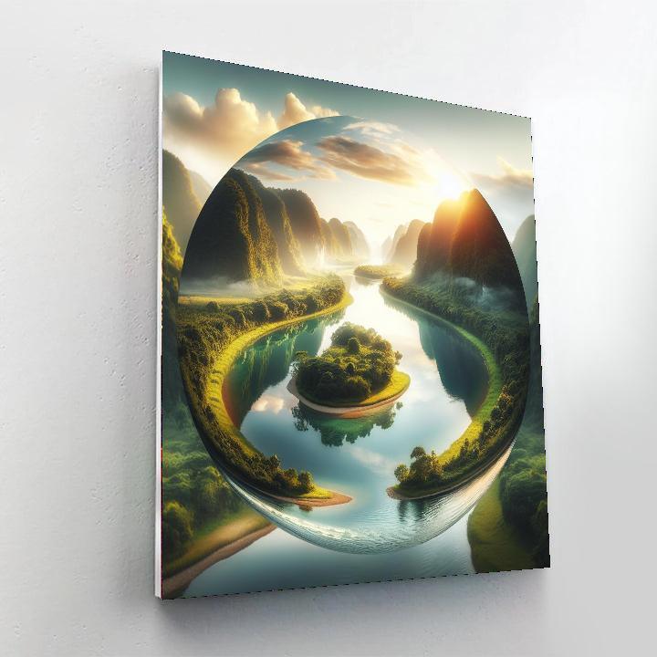 Calm Riverbend Reflection Painting By Numbers Kit