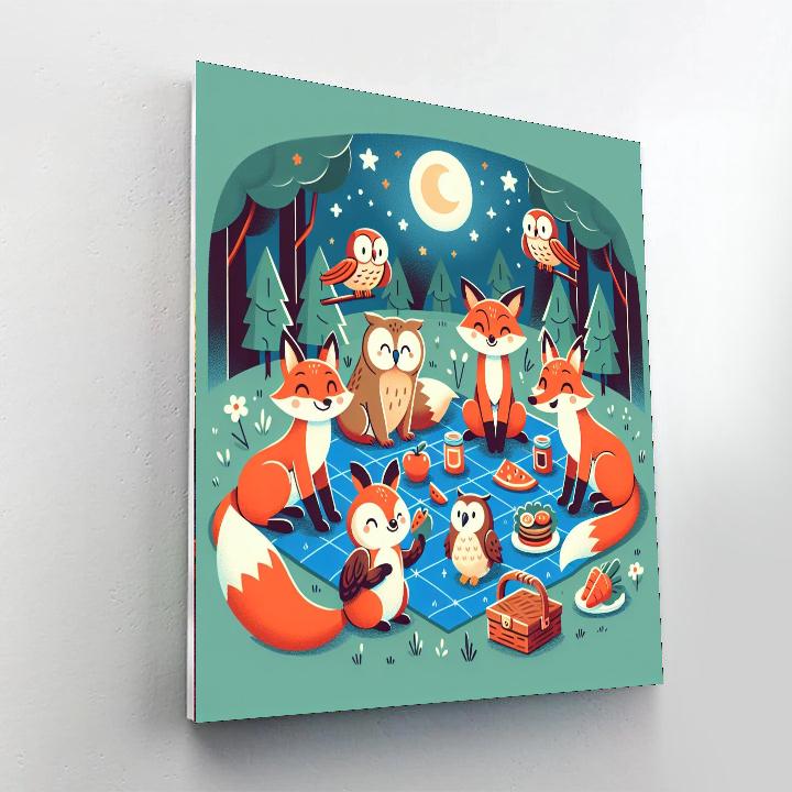 Starlight Animal Picnic Painting By Numbers Kit