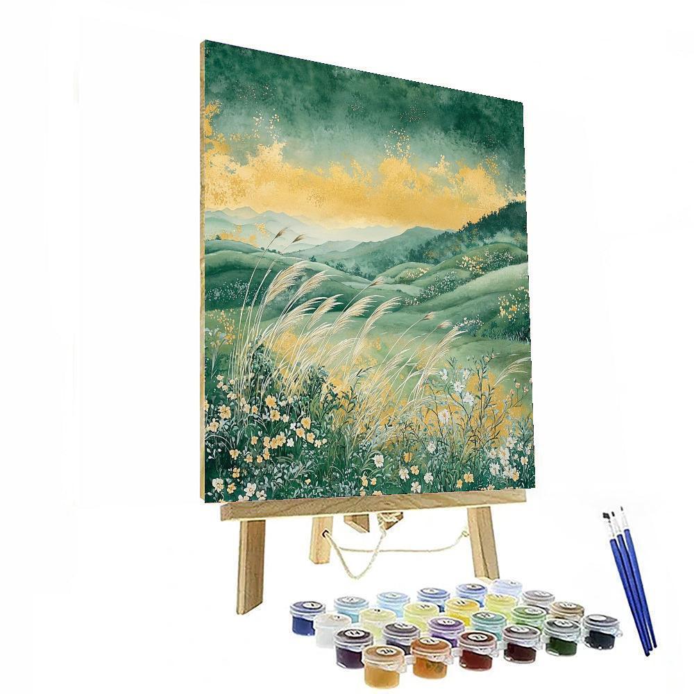 Hiroshige Inspired Windswept Fields  Number Painting