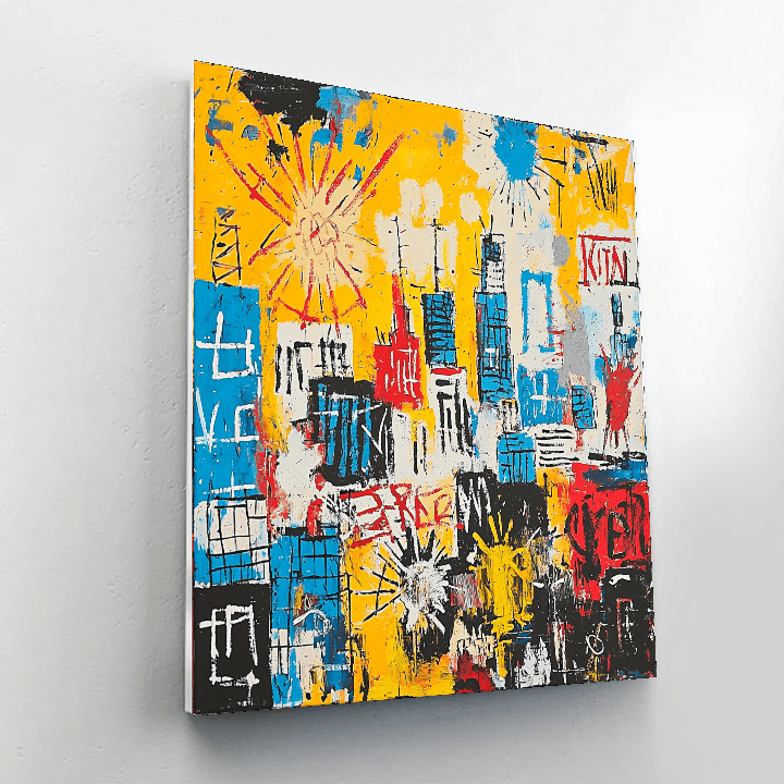 Jean-Michel Basquiat Inspired Vibrant Urban Symphony  Numbered Painting Kits