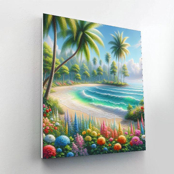 Serene Tropical Oasis Painting By Numbers Kit
