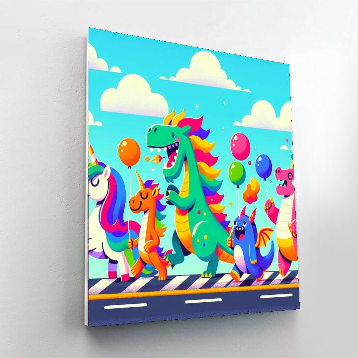 Whimsical Creature Parade Paint By Numbers Art