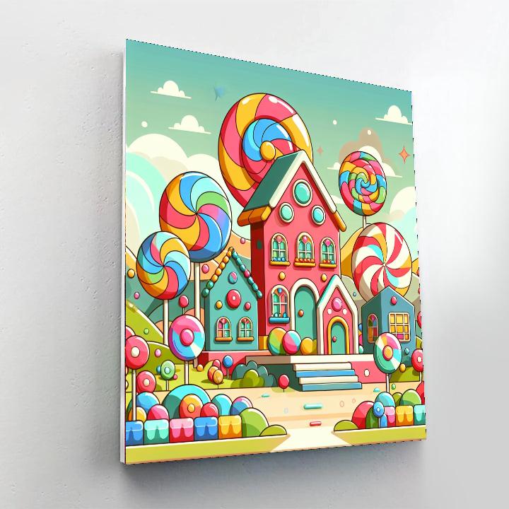 Charming Candy Village Paint By Numbers Art