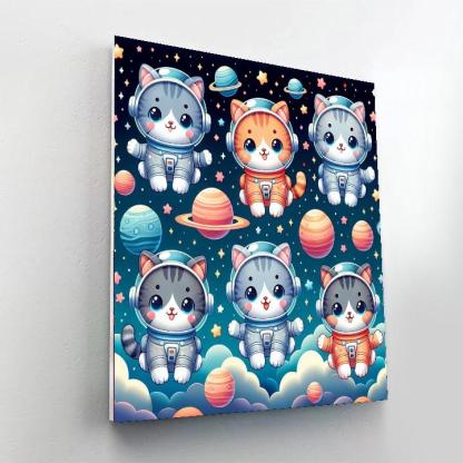 Playful Space Kittens Painting By Numbers Kit