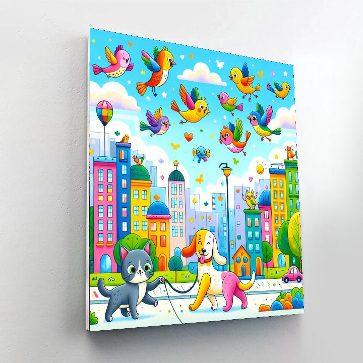 Animal Adventures In The City Number Painting